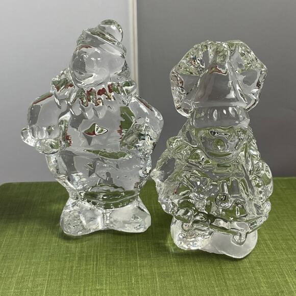 Pair Glass Clown Figurine‎ Paperweights Not the Creepy Clowns - Picture 1 of 12